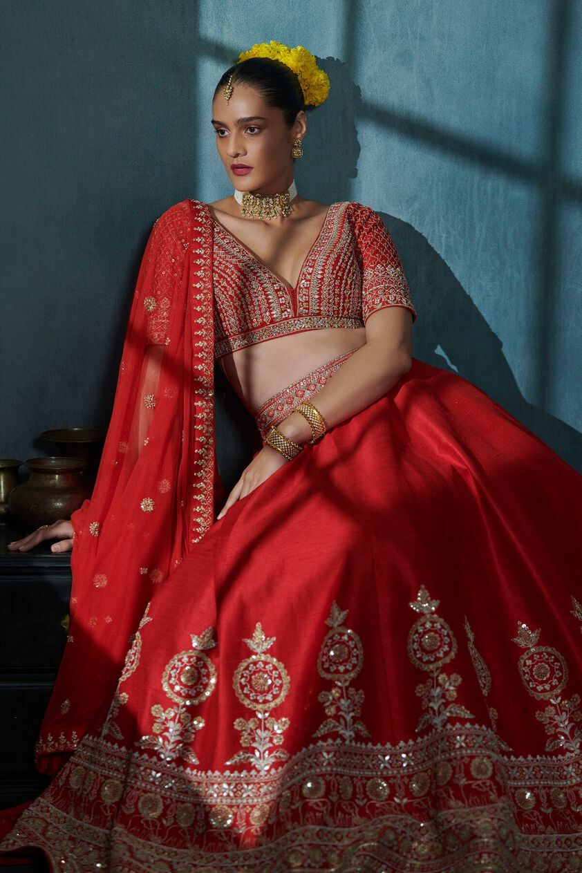 2 - Janki Lehenga Set – Red, image 2