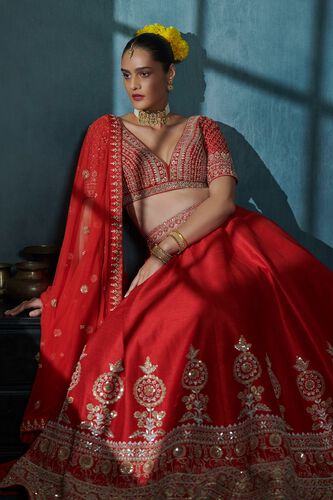 2 - Janki Lehenga Set – Red, image 2