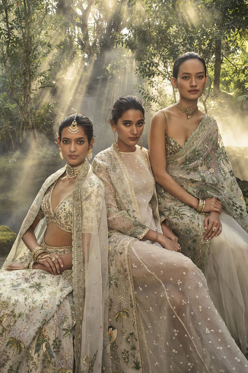 Sebago Hand-painted Pichhwai Silk Saree - Ivory, Ivory, image 2