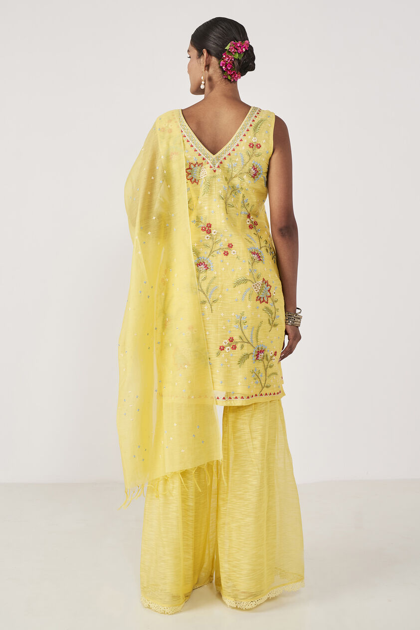 Anya Gharara Set-Yellow, Yellow, image 3