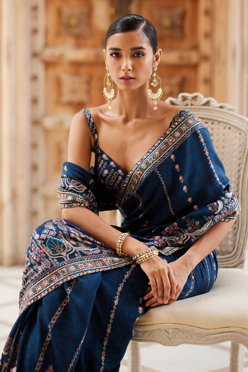 Nuris Saree - Blue, Blue, image 10