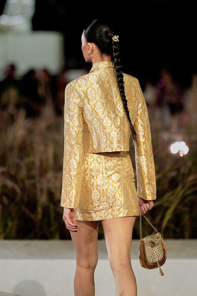 Florise Handwoven Benarasi Silk Skirt Set - Gold