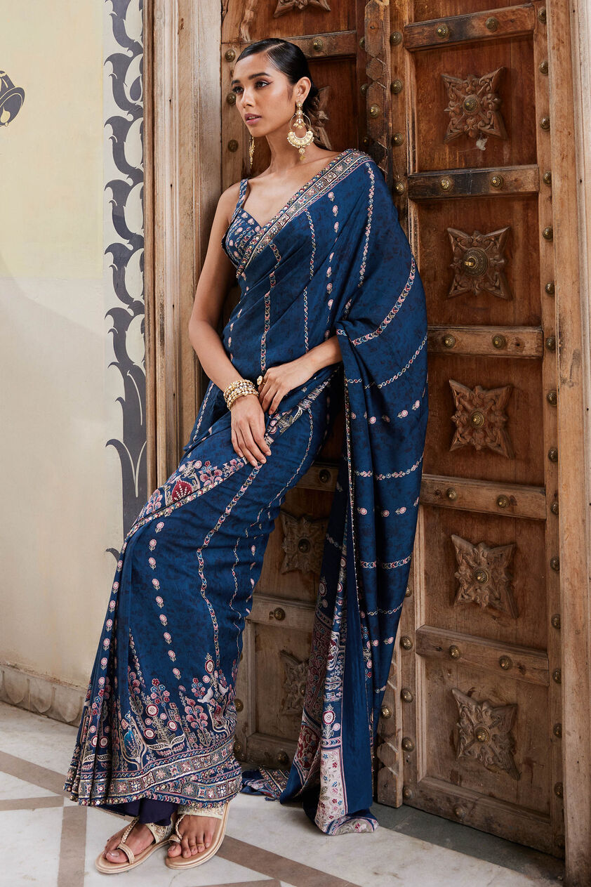 Nuris Saree - Blue, Blue, image 3
