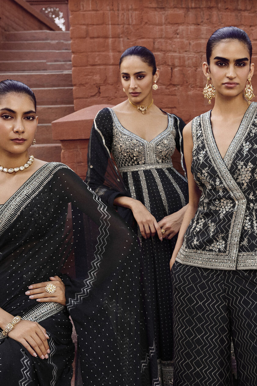 Zimad Embroidered Silk Pant Set - Black, Black, image 7