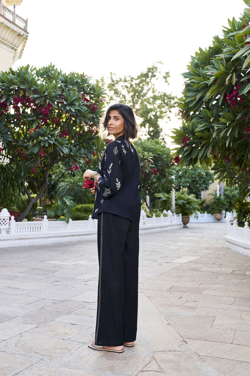 Springtime SEWA Hand-embroidered Coord - Black, Black, image 2