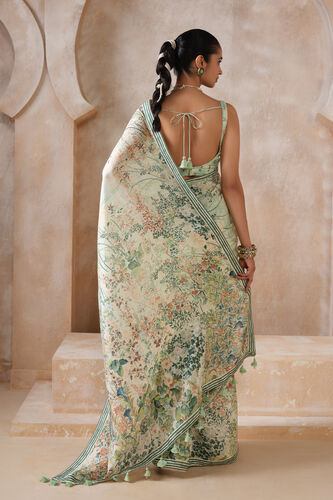 Komakal Printed Silk Saree, Sage, image 2