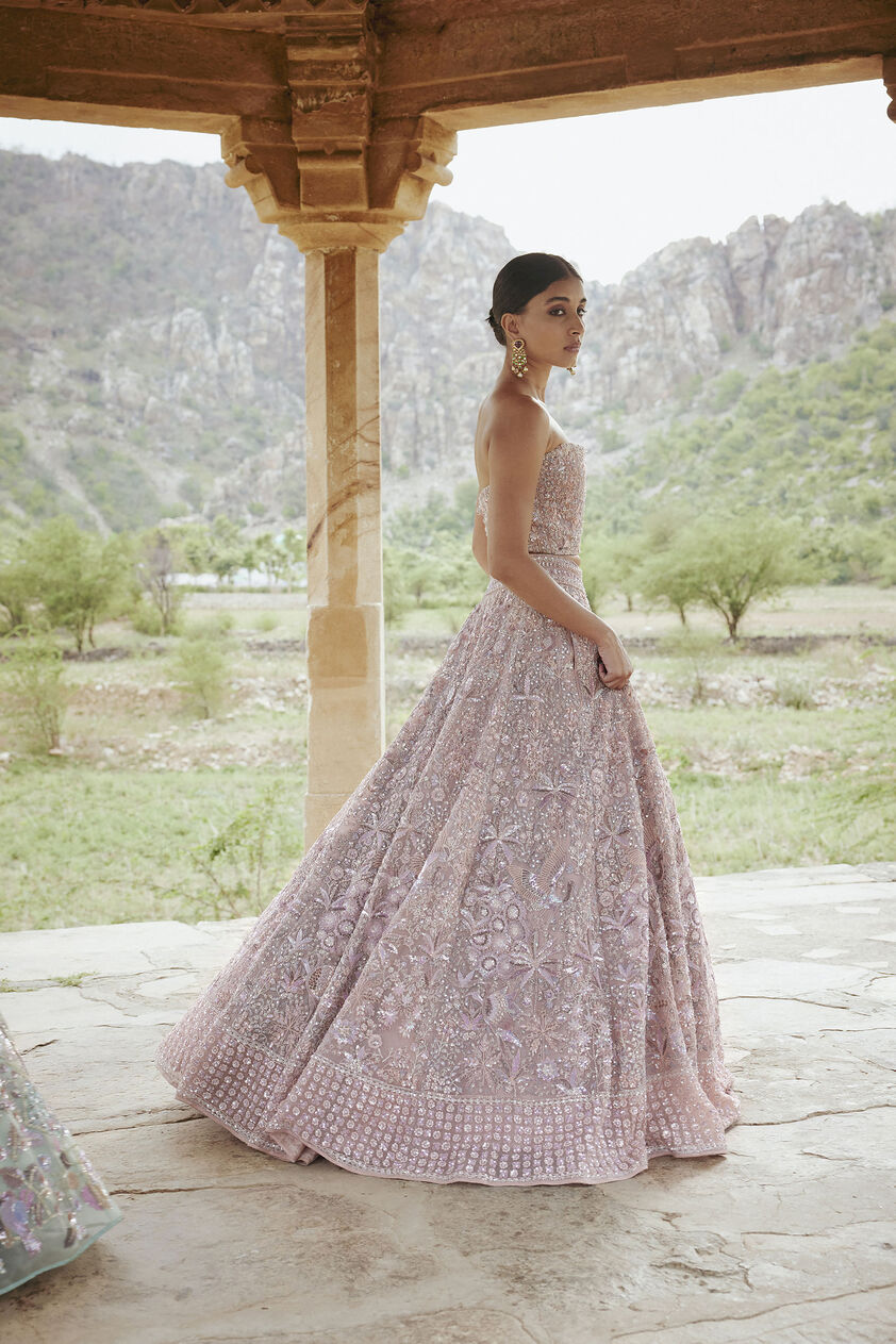 Aavya Embroidered Silk Lehenga - Blush, Blush, image 6