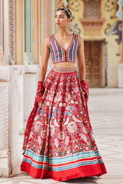 Ghazal Lehenga - Red
