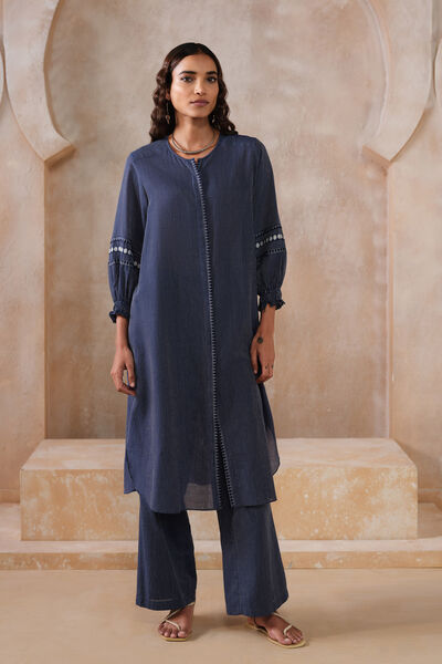 Claramay Handwoven Kurta Set - Indigo