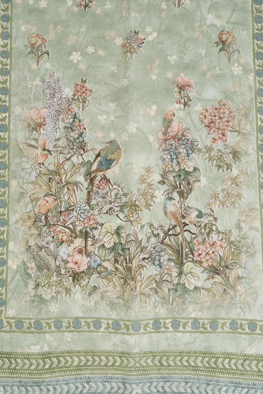 Tayma Printed Silk Stole - Sage, Sage, image 3