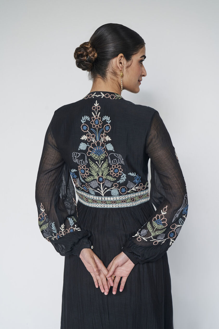 Balsam Hand-embroidered SEWA Mul Suit Set - Black, Black, image 6