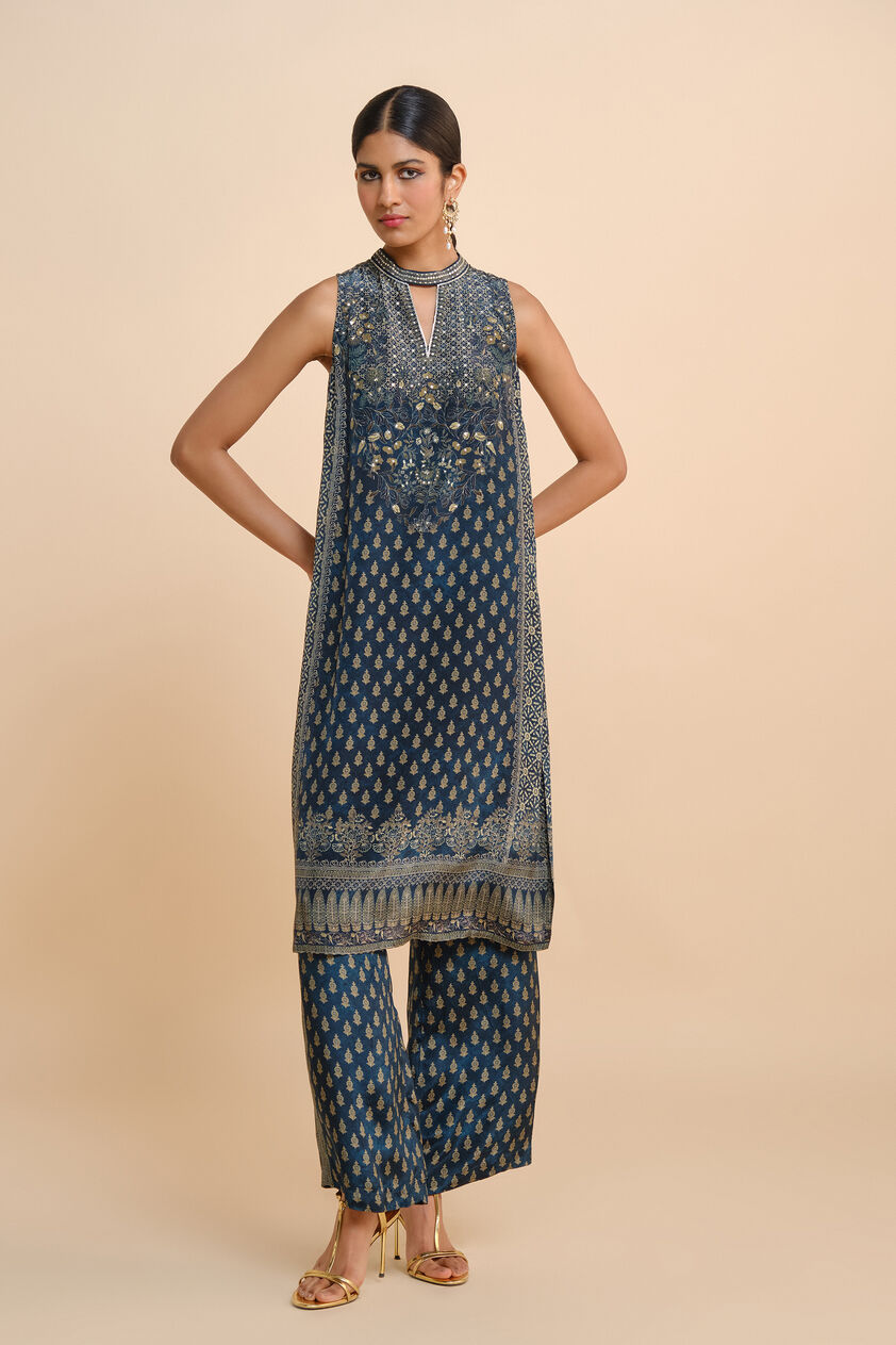 Emira A-line Kurta Set - Blue, Blue, image 1