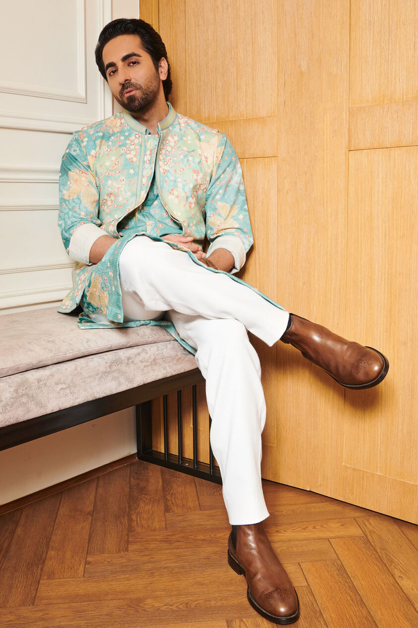 Revaan Nehru Jacket Set-Powder Blue, , image 2
