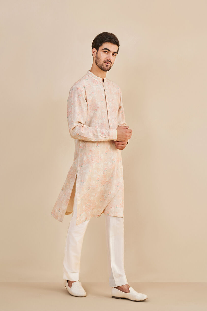 Zafran Kurta - Peach, Peach, image 2