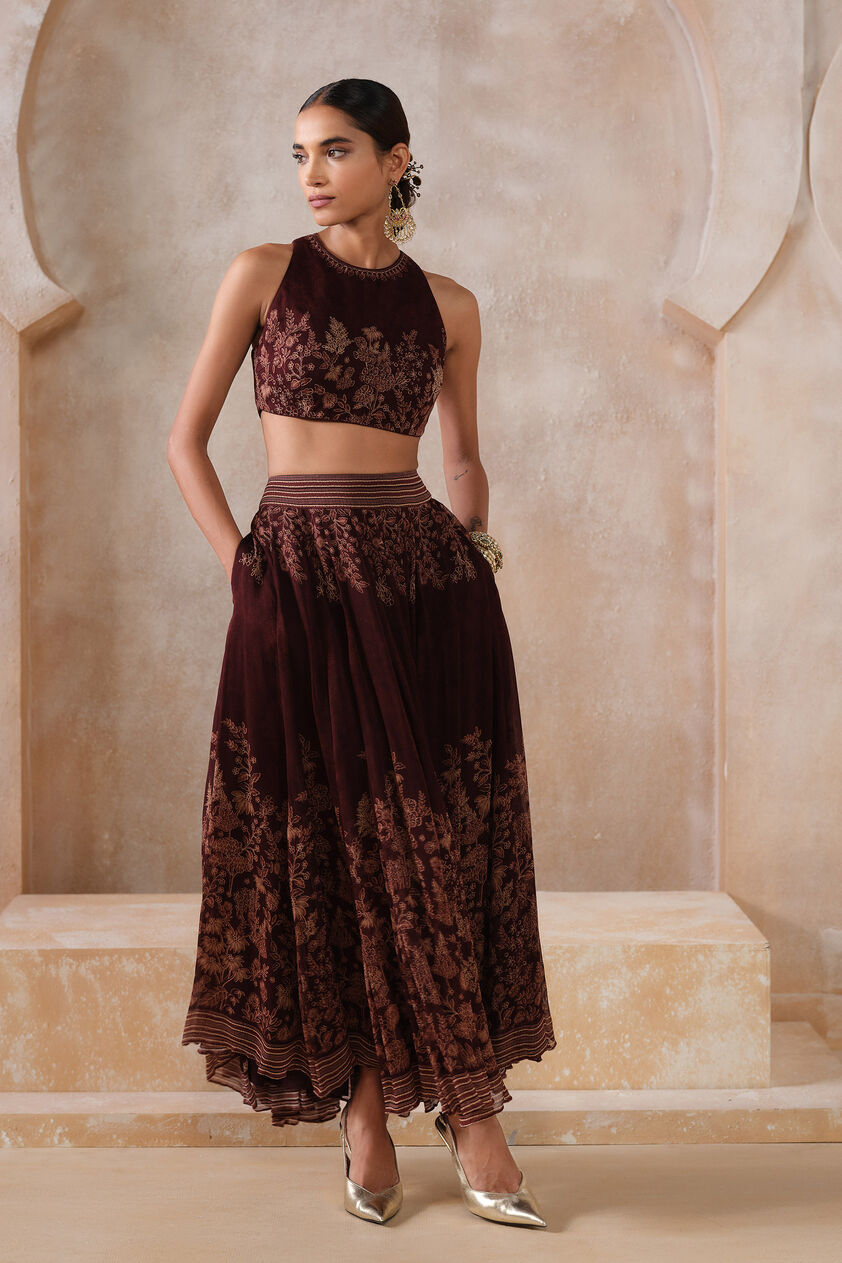 Noorayn Skirt Set - Wine, Wine, image 1