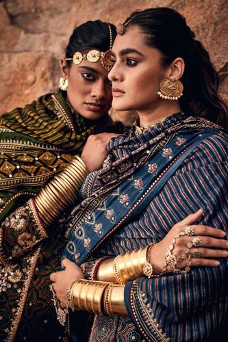 3 - Vamika Ajrakh Sharara Set - Indigo, image 3