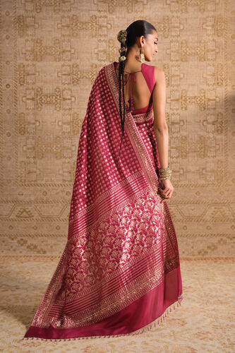 Suvrata Handwoven Benarasi Silk Saree, Ruby, image 4