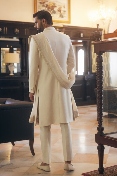 Shravas Aari Embroidered Dupatta - Natural