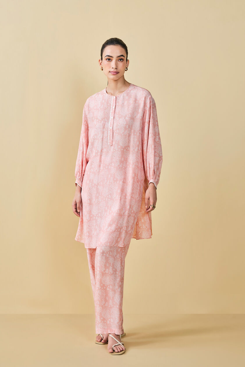 Tree Breeze Hand-block Printed Coord - Peach, Peach, image 5