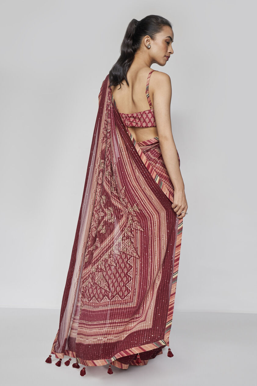 Arvika Saree - Wine, Wine, image 3
