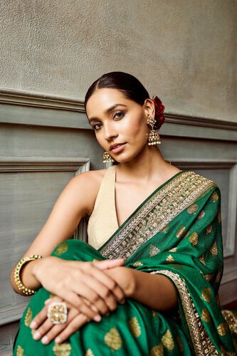 5 - Namasya Saree Set – Green, image 5