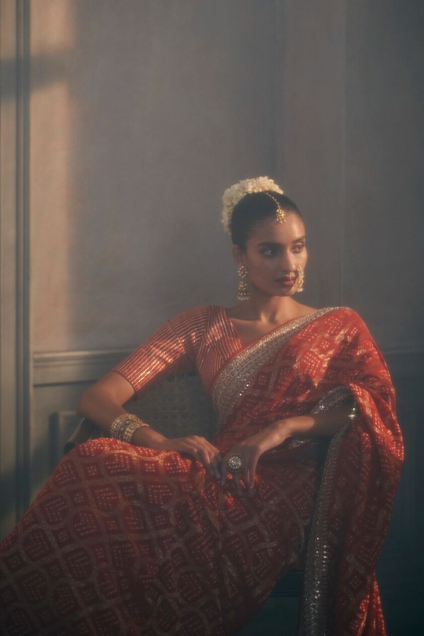 3 - Ganika Saree Set - Red, image 3