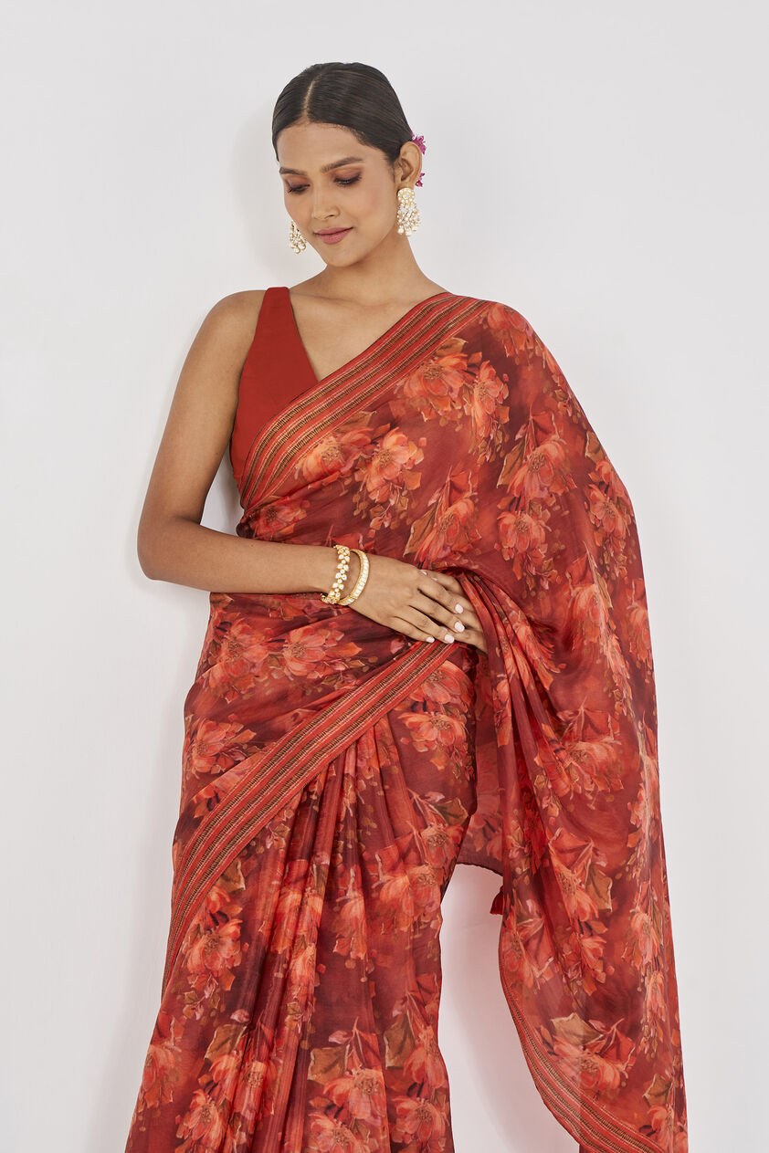 Tanaz Saree - Orange, Orange, image 5