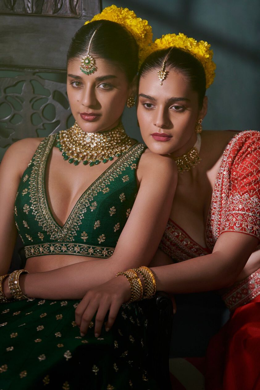 2 - Siya Lehenga Set – Emerald Green, image 5