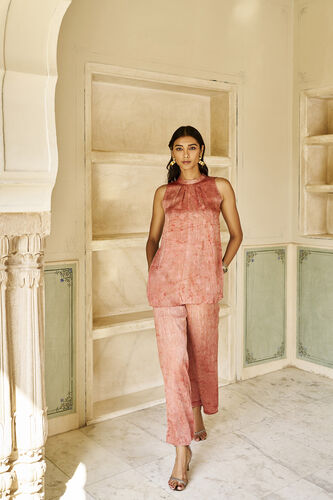 Sienna Hand-block Printed Gold Khadi Coord - Pink, Pink, image 1