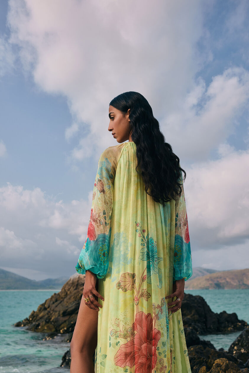 Emmylou Chiffon Kaftan - Yellow, Yellow, image 4