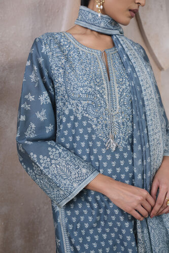 Miral Silk Suit Set - Blue, Blue, image 4