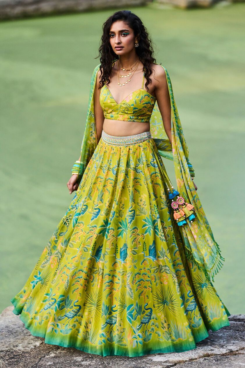 3 - Swan Song Lehenga Set - Lime, image 3