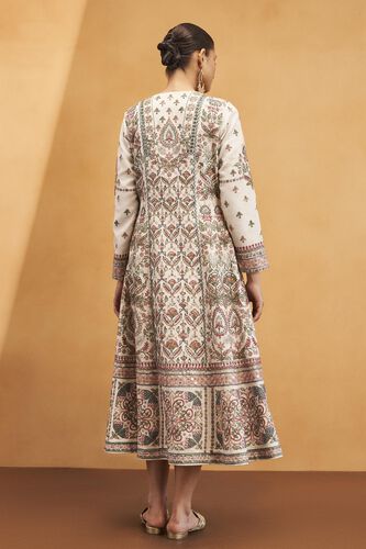 Blooms Of Paradise SEWA Hand-embroidered Silk Dress - Cream, Cream, image 2