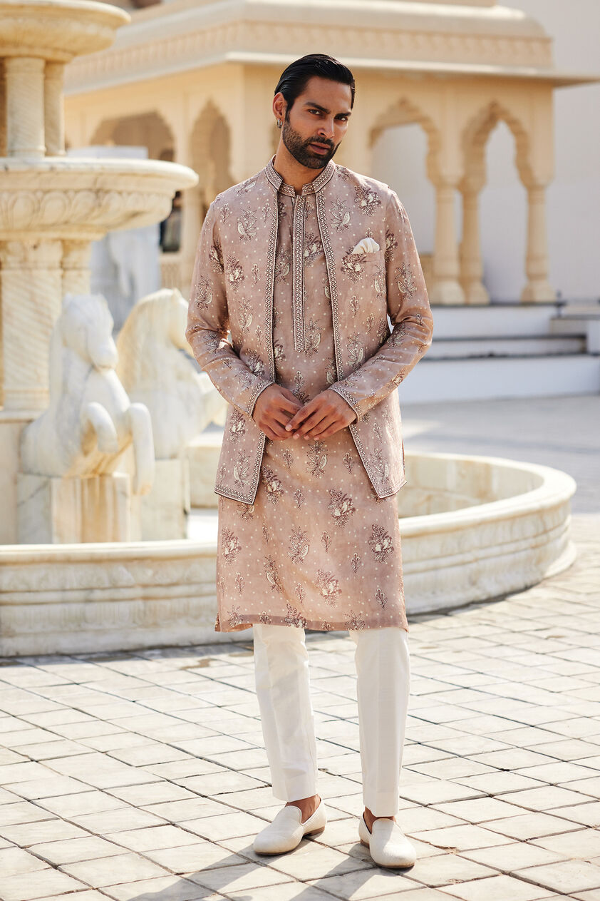 Simal Silk Nehru Jacket - Pink, Pink, image 1