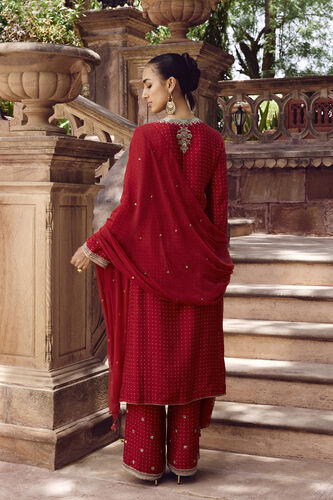 Sindhura Embroidered Silk Suit Set - Red, Red, image 2
