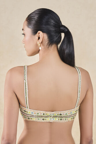 Rema Embroidered Silk Choli - Cream, Cream, image 2