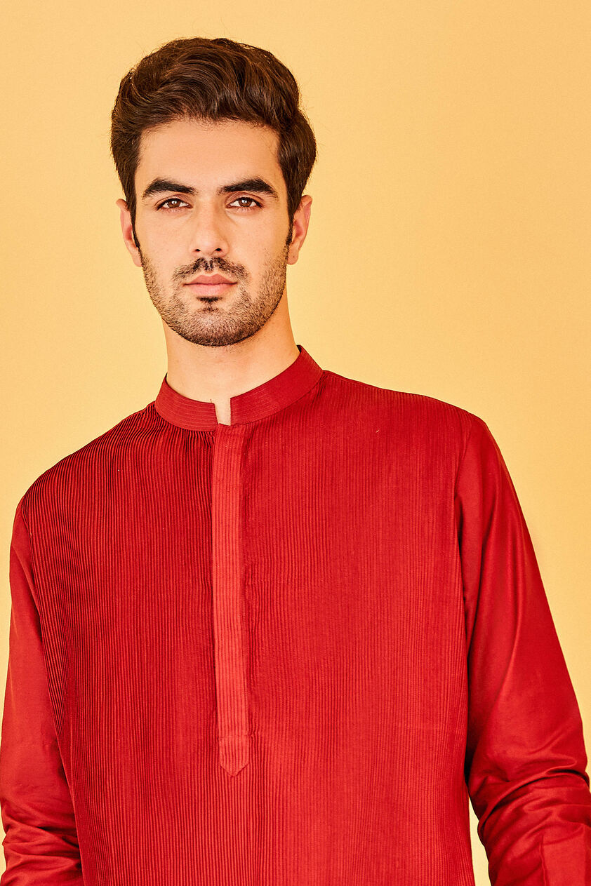 Daksh Silk Kurta - Maroon, Maroon, image 4