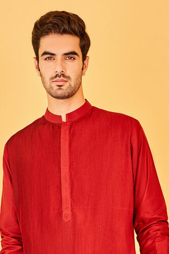 Daksh Silk Kurta - Maroon, Maroon, image 4