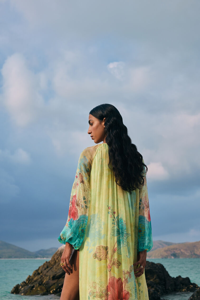 Emmylou Chiffon Kaftan - Yellow, Yellow, image 5