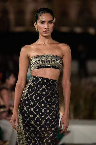 Nozomi Woven Benarasi Skirt Set - Black, Black, image 3