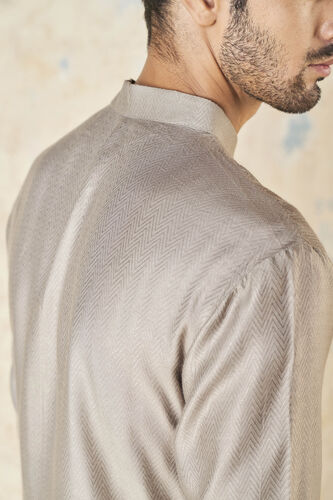 Sazil Silk Kurta - Grey, Grey, image 6