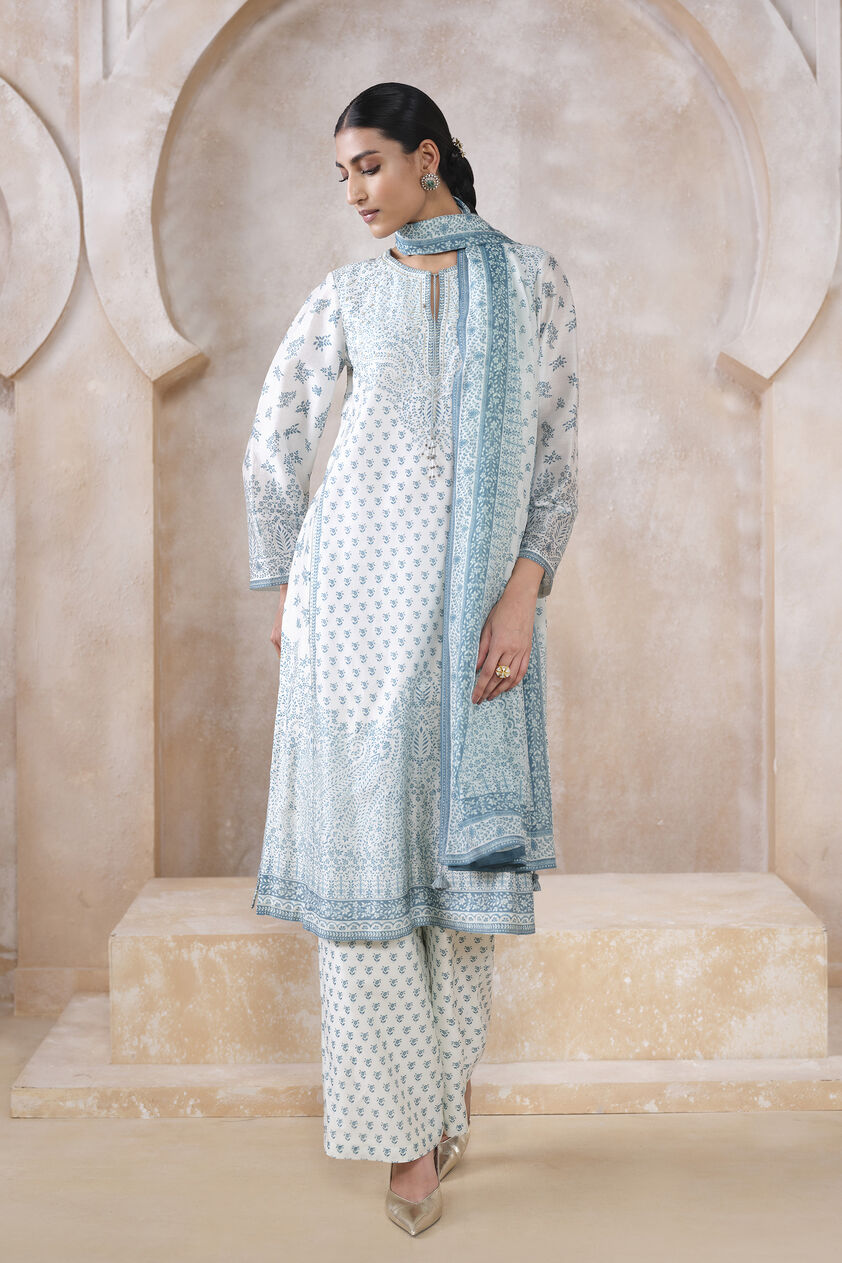 Miral Silk Suit Set - White, White, image 1