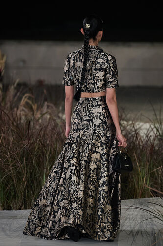 Masara Handwoven Benarasi Silk Skirt Set - Gold, Gold, image 2