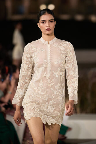 Fluer Embroidered Applique Dress - Ivory, Ivory, image 2