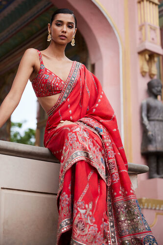 Nuris Saree, Red, image 5