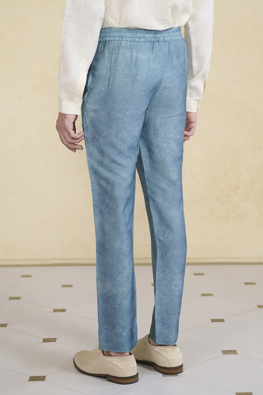 Indigo Silk Trousers, Indigo, image 2