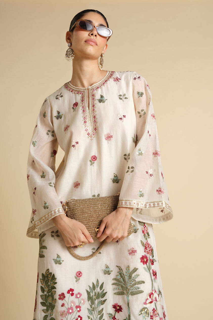 Marzun Embroidered Mul Kaftan - Ivory, Ivory, image 8