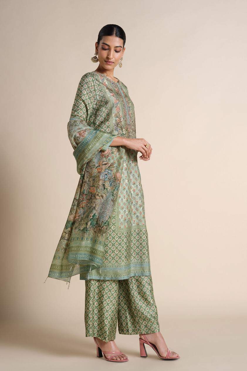 Moira Silk Suit Set - Sage, Sage, image 2