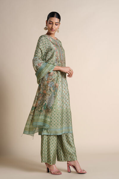 Moira Silk Suit Set - Sage