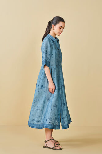 Pond Printed Linen Dress - Blue, Blue, image 6